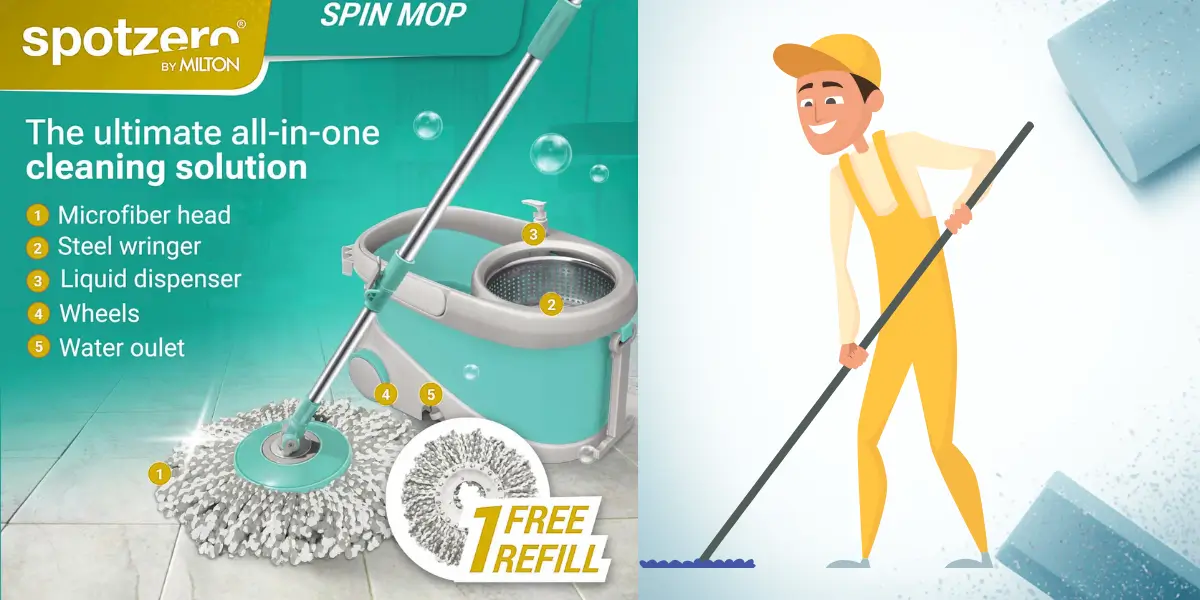 Spotzero by Milton Prime Stainless Steel Wringer Spin Mop