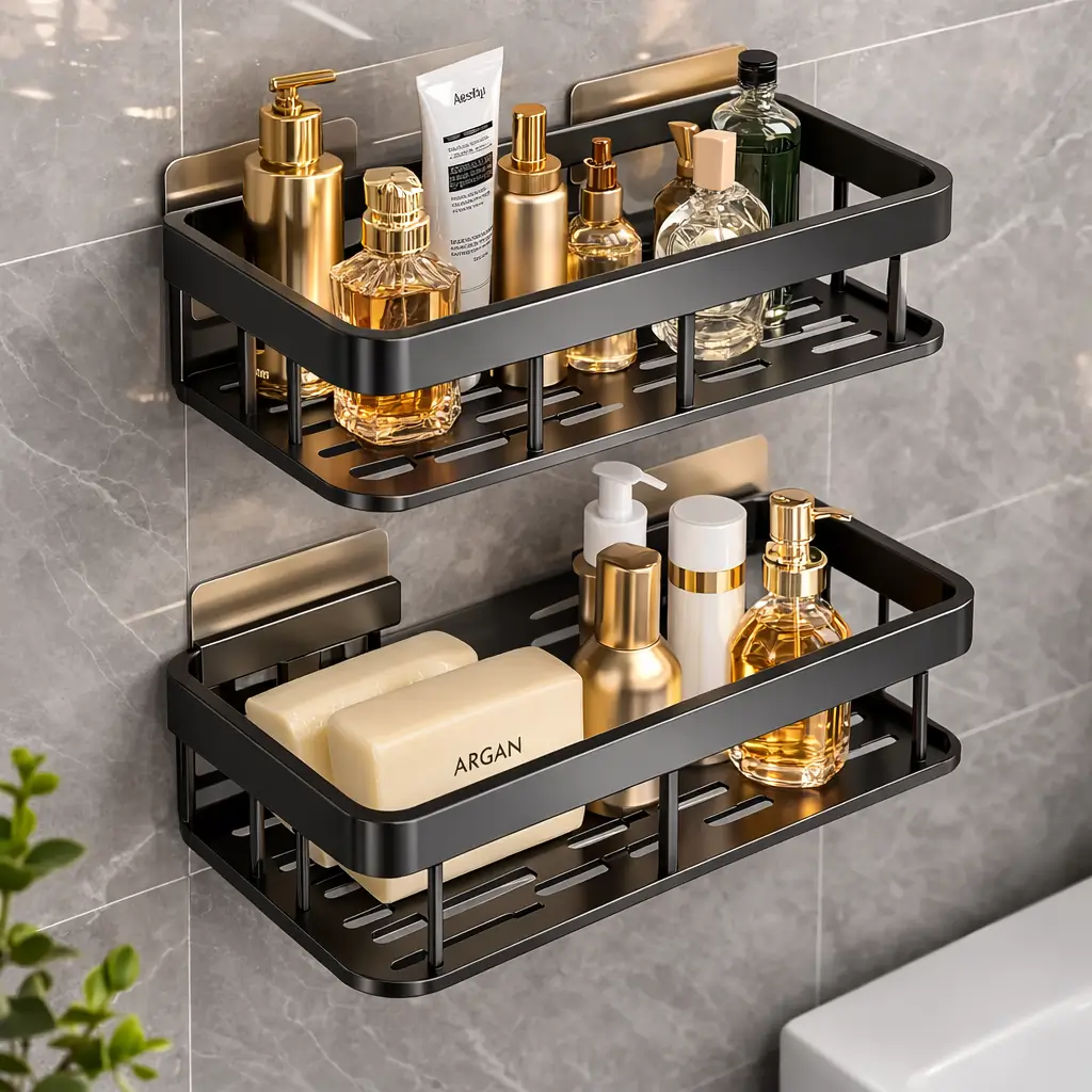 Aluminium Self Adhesive Bathroom Shelf (AI image used for illustrative purpose )