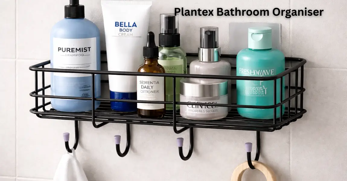Plantex Bathroom Organiser Without Drill is a self-adhesive wall-mounted shelf made from GI steel (AI genrated image)